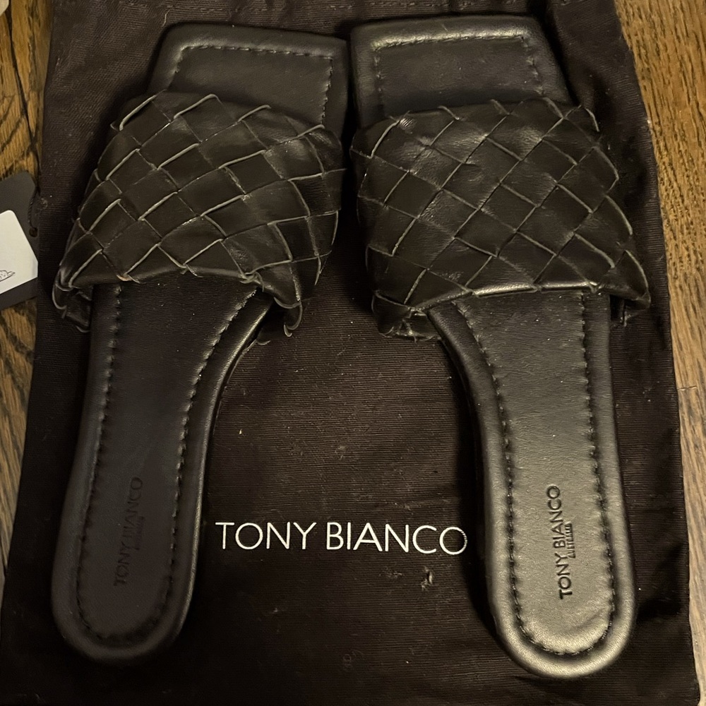 Tony Bianco size 9 black square toe flats